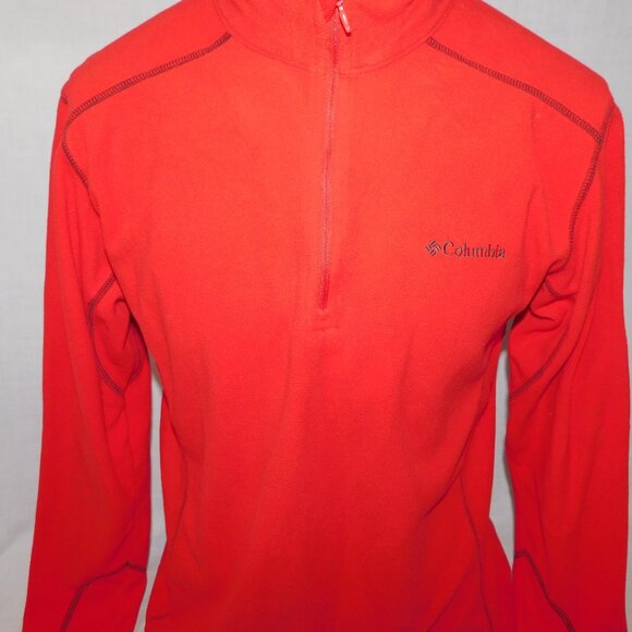 Columbia Mens M Klamath Range II Half Zip micro Fleece Red Pullover Top - Picture 3 of 11